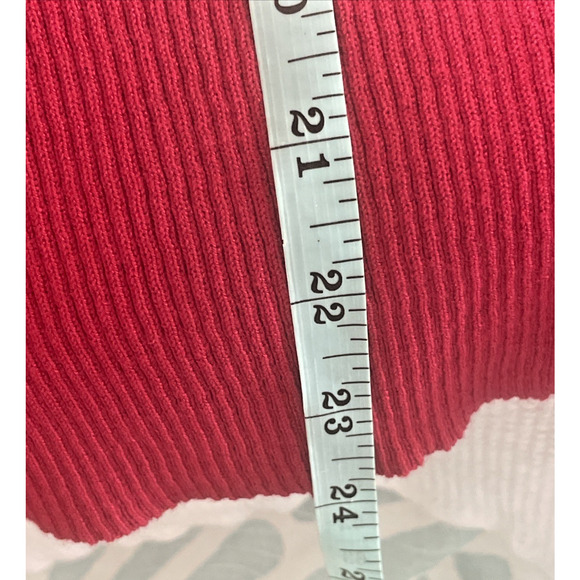 BEBE red ribbed Y2k Vtg Heart turtleneck with bebe Logo Rhinestone Shirt NEW L - Picture 15 of 15